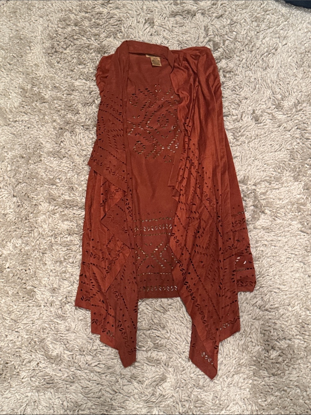 Wrangler Burnt Orange Laser-Cut Cardigan